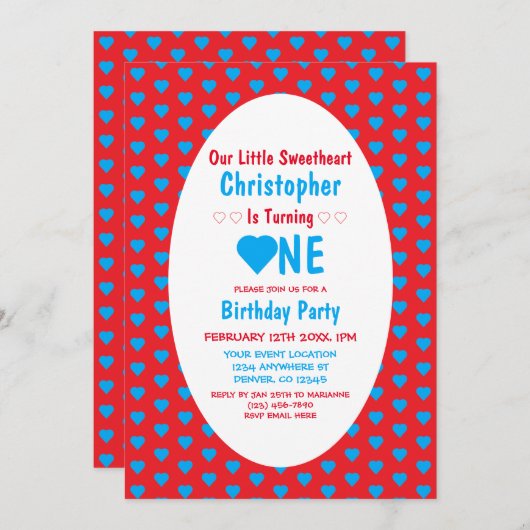 リトル・スウィートアート1歳の誕生日 招待状 (正面/裏面)