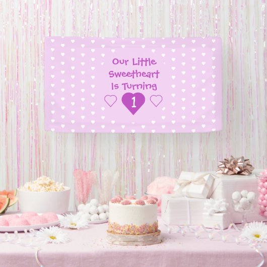 リトル・スウィートアート1歳の誕生日 横断幕 (パーティー)