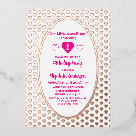 リトル・スウィートアート1歳の誕生日 箔招待状