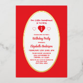 リトル・スウィートアート1歳の誕生日 箔招待状 (正面)