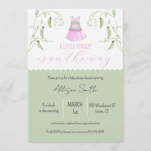 リトル・スプラウト ベイビーシャワーのご案内 招待状 (正面)