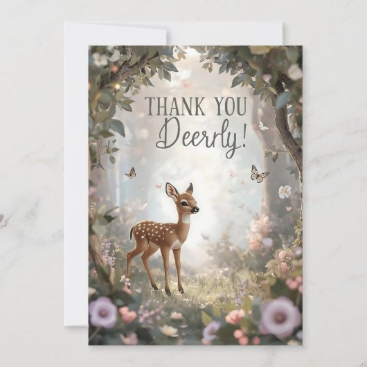 リトル・スポッテッド・ディア・ウッドランド・バースデー サンキューカード (正面)