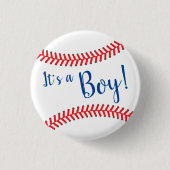 リトル・スラガー野球の赤ちゃんシャワー男の子 缶バッジ (正面)