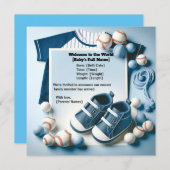 リトル・スラッガーの誕生の発表 招待状 (正面/裏面)