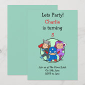 リトル・スーパーヒーロー・パーティー招待状 招待状 (正面/裏面)