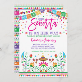 リトル·セノリタ·フィエスタ·ベイビーシャワーメキシコフローラ 招待状