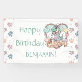 リトル・ダイナソーの誕生日グッズ(名入れ可能) 横断幕 (横)