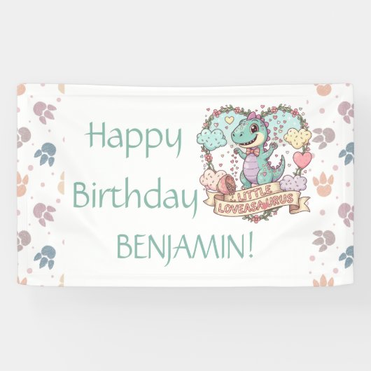 リトル・ダイナソーの誕生日グッズ（名入れ可能） 横断幕 (横)