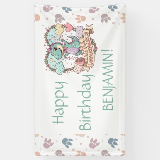 リトル・ダイナソーの誕生日グッズ(名入れ可能) 横断幕 (縦)