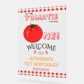 リトル・トマティの1歳の誕生日 おめでとう! アクリルサイン (傾斜)