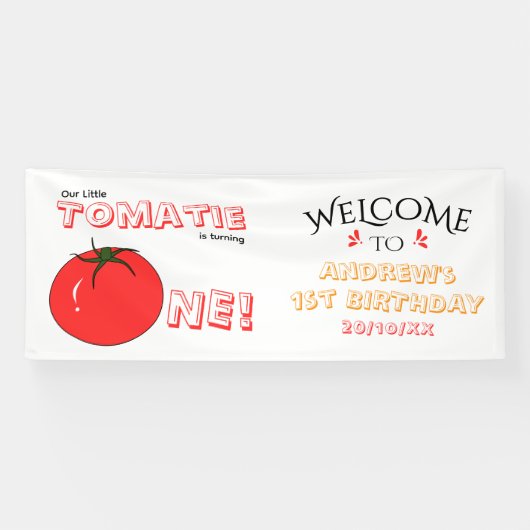 リトル・トマティエが1歳のバースデーを迎えるよ 横断幕 (横)