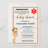 リトル・ドクターが医療ベビーシャワーに向かっている 招待状 (正面)