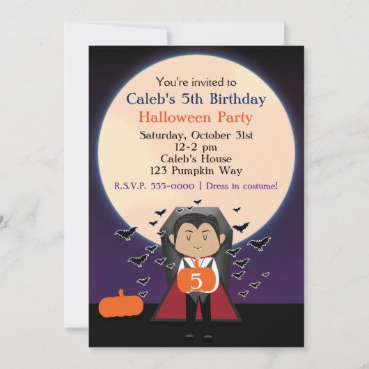 リトル・ドラキュラ・ハロウィンお誕生日会招待状 招待状 (正面)