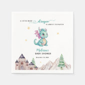 リトル・ドラゴンが赤ちゃんシャワーをハッチしようとしている スタンダードカクテルナプキン (正面)