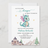 リトル・ドラゴンが赤ちゃんシャワーをハッチしようとしている 招待状 (正面)