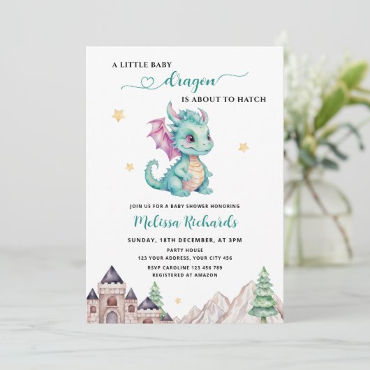 リトル・ドラゴンが赤ちゃんシャワーをハッチしようとしている 招待状 (スタンド正面)