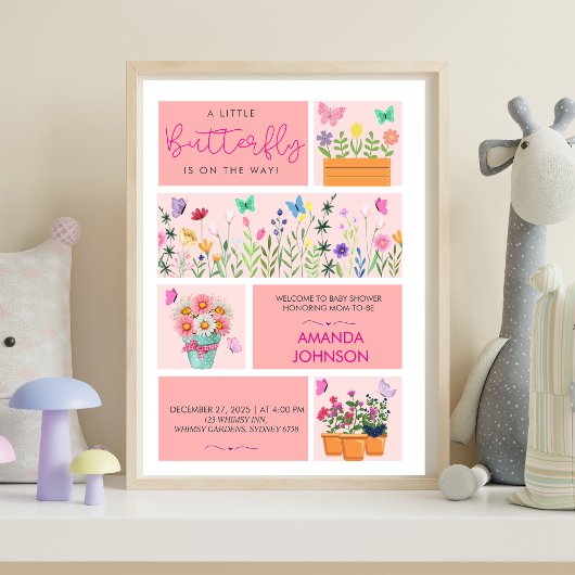 リトル・バタフライは彼女の道かわいいピンクお洒落色 ポスター