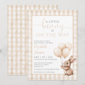 リトル・バニー・バルーンズ　男女兼用ベビーシャワー 招待状 (正面/裏面)