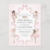リトル バレリーナの誕生日パーティー招待状 ポストカード (正面)