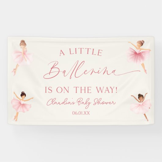リトル バレリーナ ピンク バレエ ベイビー シャワー 横断幕 (横)