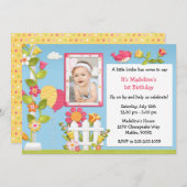 リトル·バーディ·バースデー·パーティーの招待と写真 招待状 (正面/裏面)