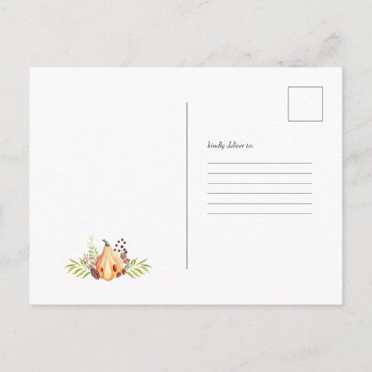 リトル·パンプキン秋の誕生日パーティーの招待 インビテーションポストカード (裏面)