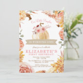 リトル・パンプキン・ガールズ・ピンク・フローラ・バースデー・パーティー 招待状 (スタンド正面)