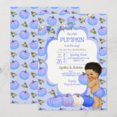 リトル パンプキン ベイビー ボーイ シャワー ミディアム カーリー 招待状 (正面/裏面)