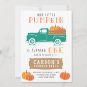 リトル·パンプキン·ヴィンテージ·トラック·ボーイズ·ファースト·誕生日 招待状 (正面)