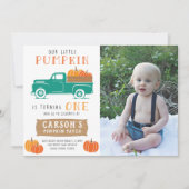 リトル·パンプキン·ヴィンテージ·トラック·ボーイズ·ファースト·誕生日 招待状 (正面)