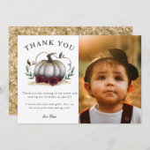 リトル·パ素朴ンプキン誕生パーティーの写真 サンキューカード (正面/裏面)