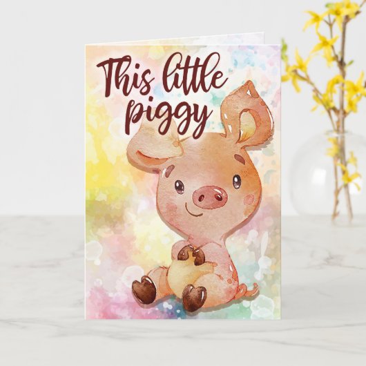 リトル·ピギー カード (黄色い花)