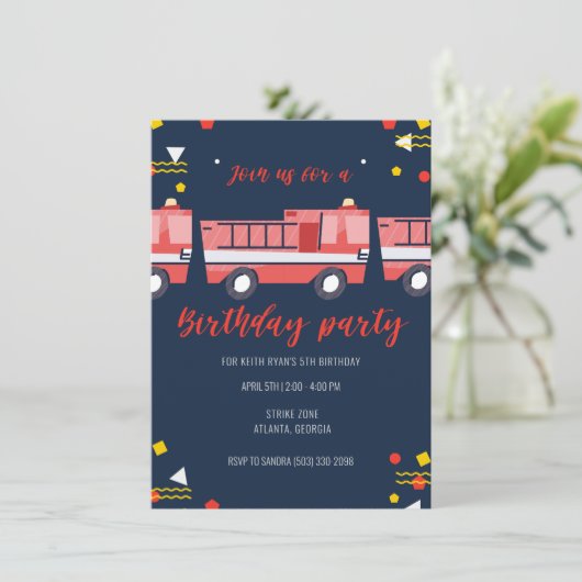 リトル・ファイアーファイターボーイズ誕生日パーティー 招待状 (スタンド正面)