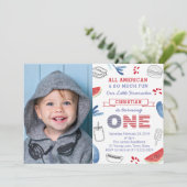 リトル・ファイヤークラッカー オールアメリカン 1歳の誕生日パーティー 招待状 (スタンド正面)