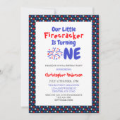 リトル・ファイヤークラッカー 1歳の誕生日 招待状 (正面)