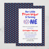 リトル・ファイヤークラッカー 1歳の誕生日 招待状 (正面/裏面)