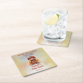 リトル・ファイヤーファイター・テディベア・ベイビーシャワー スクエアペーパーコースター (インサイチュ)