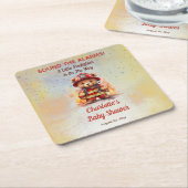 リトル・ファイヤーファイター・テディベア・ベイビーシャワー スクエアペーパーコースター (アングル)