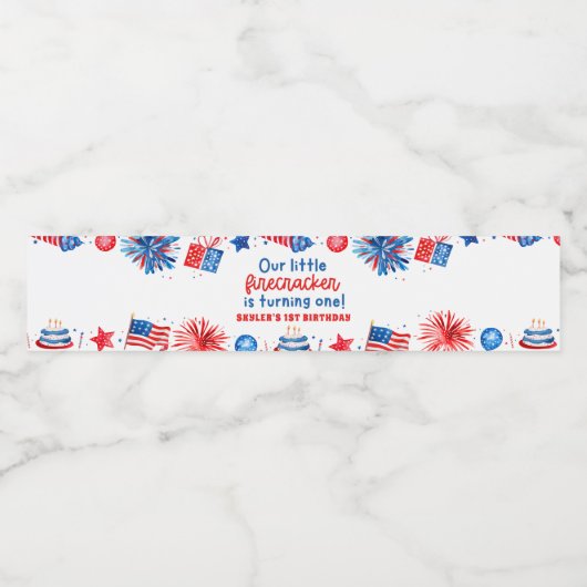 リトル・フィレクラッカー7月の夏の第1の誕生日の4th ペットボトルラベル (シングルラベル)