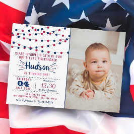 リトル・フィレクラッカー7月4日の写真1日の誕生日 招待状