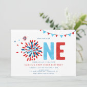 リトル・フィレクラッカー7月4日1歳の誕生日 招待状 (スタンド正面)