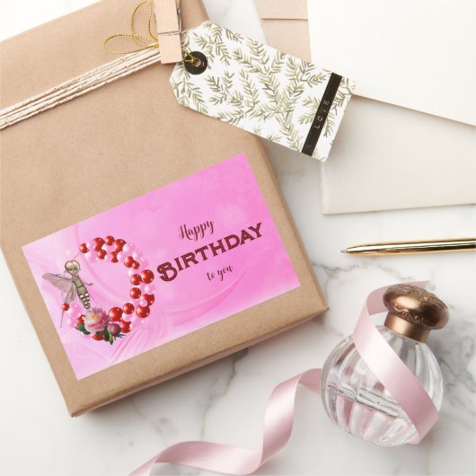 リトル・フェアリーがあなたにハッピーバースデーを願う 長方形シール (ギフト)