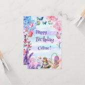 リトル・フェアリーハッピーバースデー挨拶 カード (正面/裏面インサイチュ)