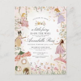 リトル・フェアリー魅惑の庭の女の子の赤ちゃんシャワー ポストカード