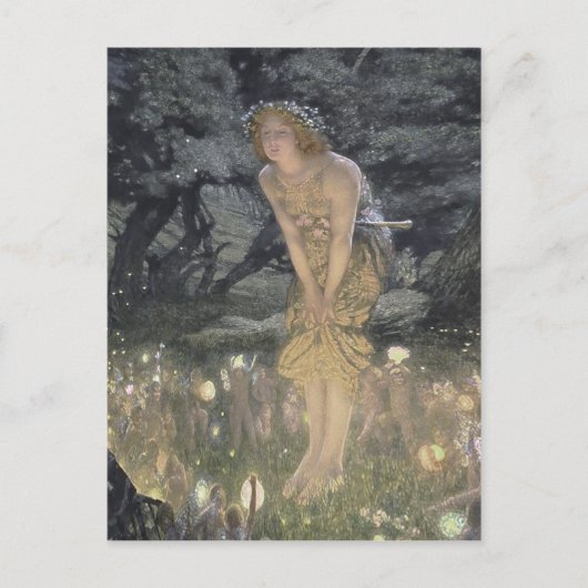 リトル・フェアリー・エンジェルと女の子 ポストカード (正面)