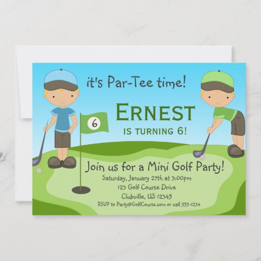 リトル·ブロンド·ボーイ·ゴルファーズ,ゴルフの誕生日パーティー 招待状 (正面)