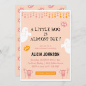 リトル・ブー オレンジ ハロウィン ベイビーシャワー 招待状 (正面/裏面)