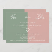 リトル・ヘイ、リトル・ヘイ・ハート・ダスティ・バラ、セージ・グリーン 招待状 (正面/裏面)