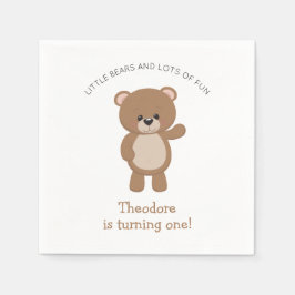 リトル・ベアが1歳の誕生日の森の中を回る スタンダードカクテルナプキン