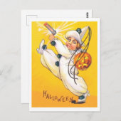 リトル・ボーイ・ピエロ祝・ハロウィーン、ヴィンテージ ポストカード (正面/裏面)